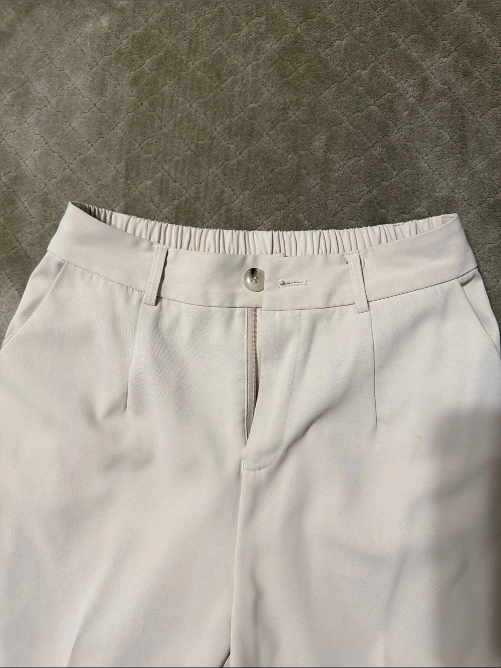 HALARA Cream Wide-Leg High-Rise Pants